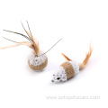 sisal cat scratching mouse and ball with feather